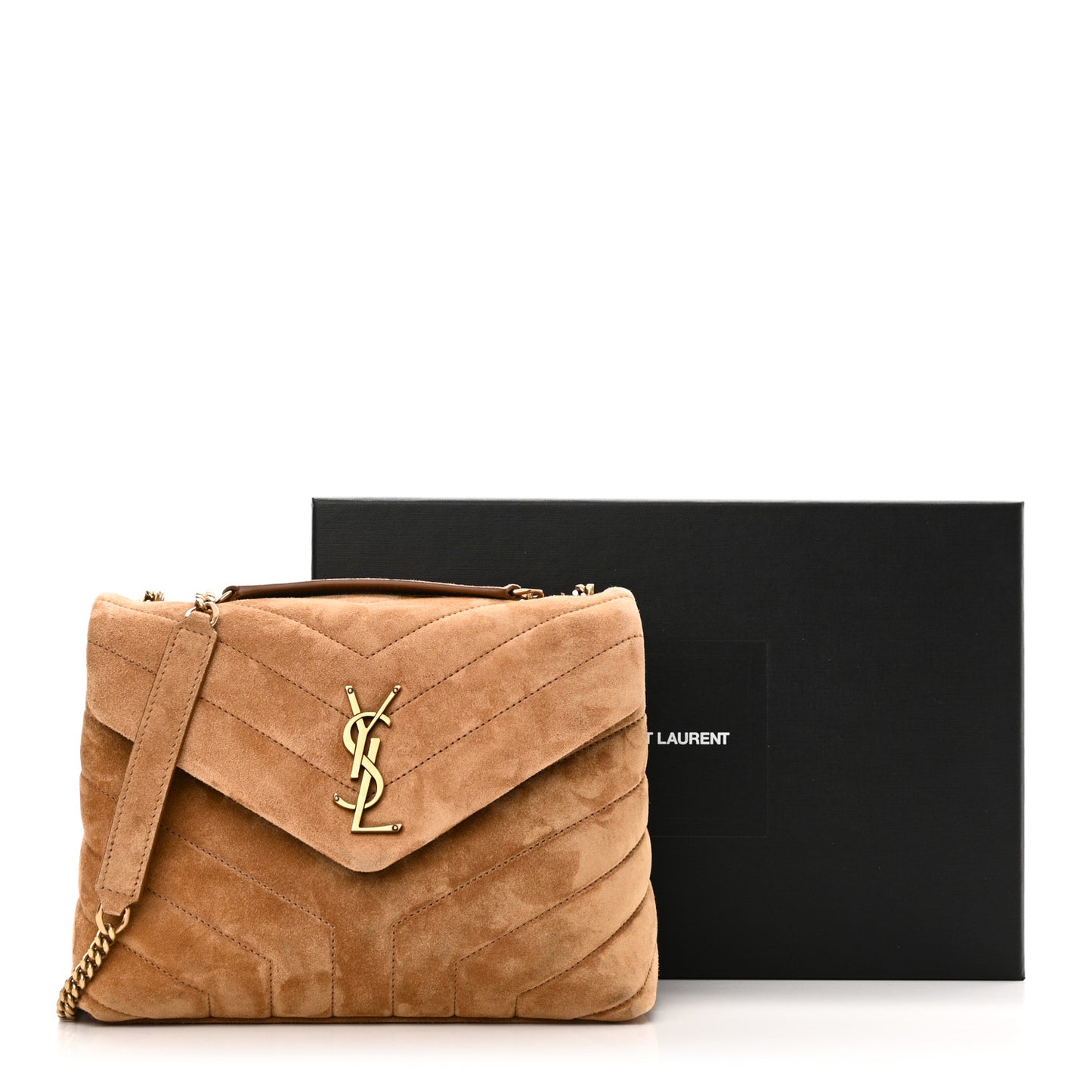 Suede Calfskin Y Quilted Monogram Small Loulou Chain Satchel Cinnamon