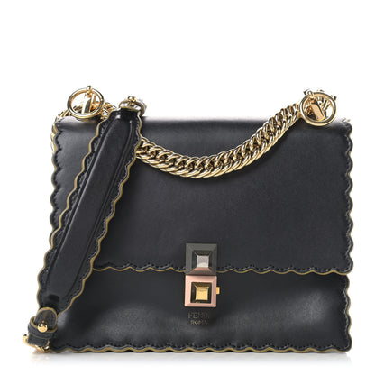 Fendi Vitello Liberty Scalloped Studded Small Kan I Shoulder Bag Black 1 of 9