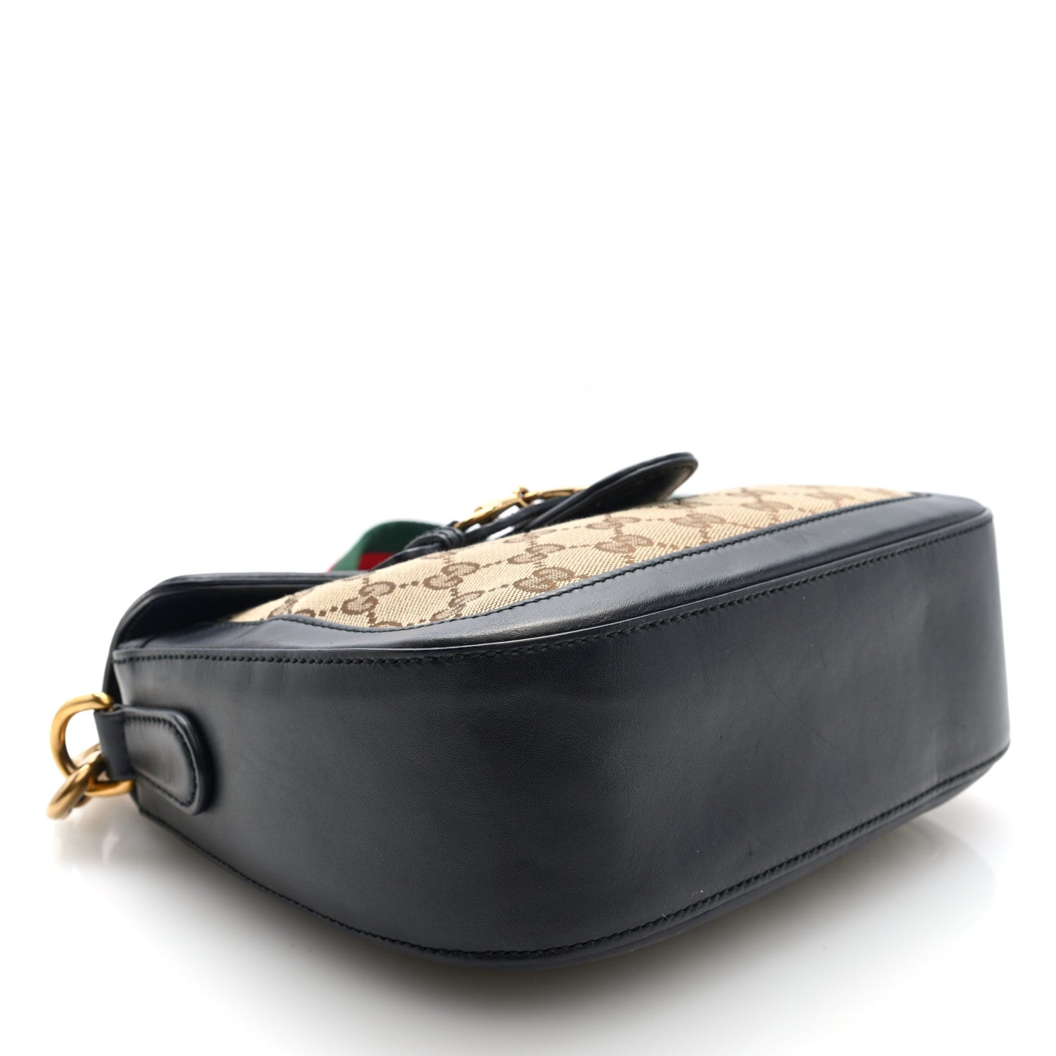 Gucci Monogram Ruinart Calfskin Medium Lady Web Shoulder Bag Beige Ebony Black 4 of 12