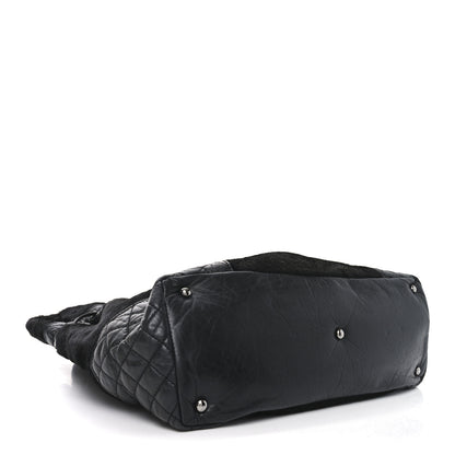 Chanel Aged Calfskin Pony Hair Quilted Miss Pony Drawstring Tote Black 4 of 11