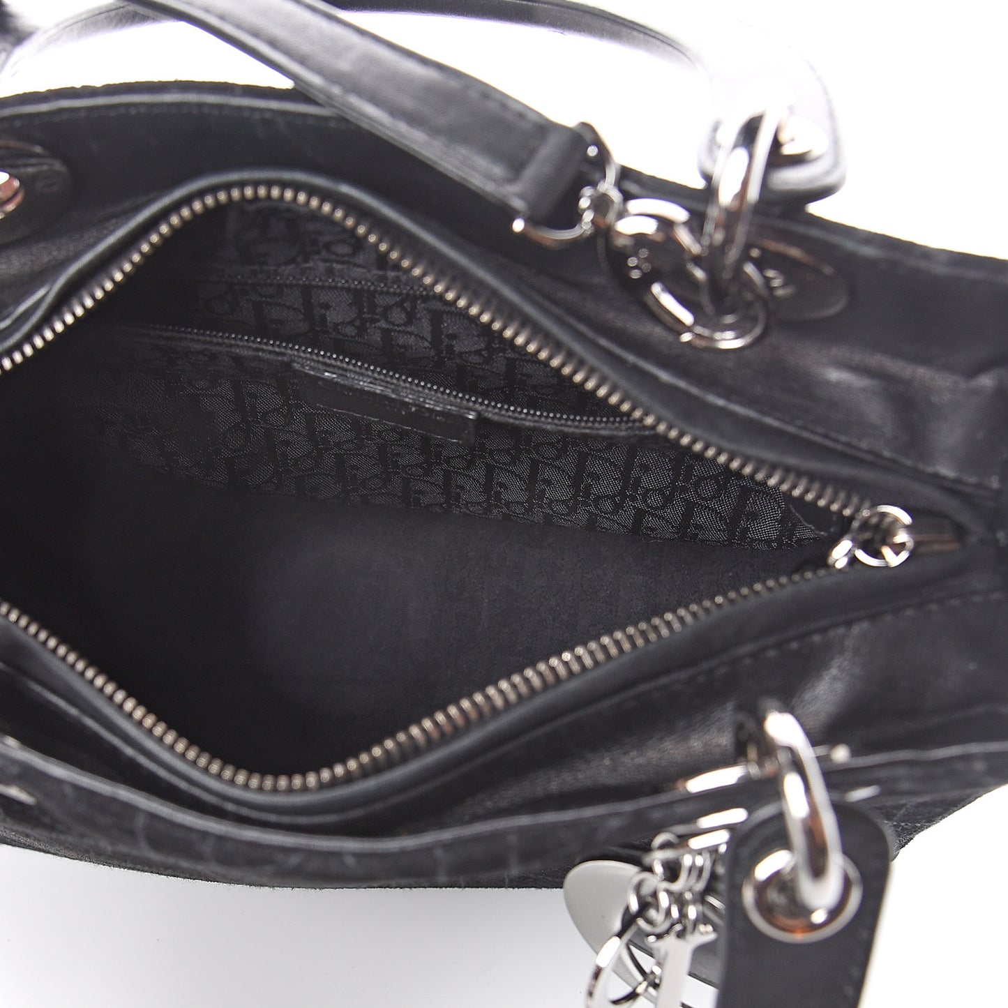 Suede Cannage Stitched Medium Lady Dior Black