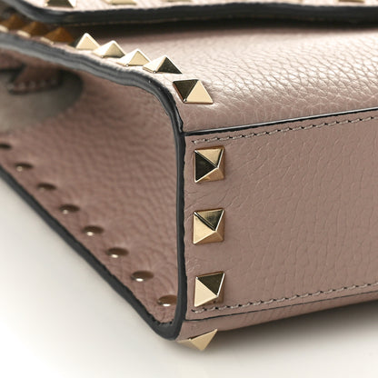 Valentino Garavani Pebbled Calfskin Medium Rockstud Flip Lock Crossbody Bag Poudre 9 of 10