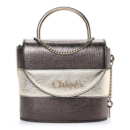 Chloe Metallic Crinkled Lambskin Shiny Calfskin Small Aby Lock Silver Gold 1 of 10