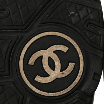 Chanel Mesh Suede Grained Calfskin Womens CC Sneakers 40 Black White 6 of 9