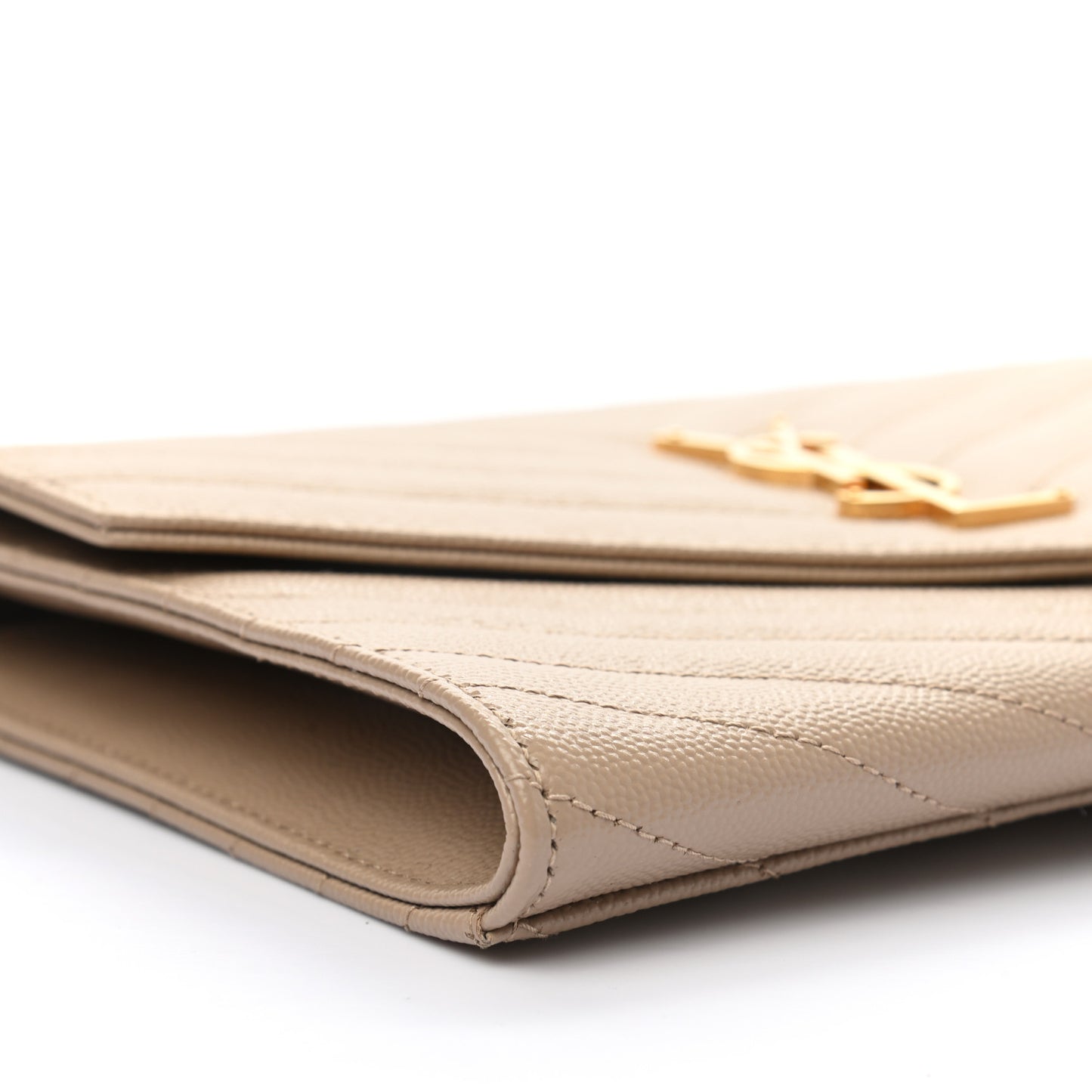 Grain De Poudre Matelasse Chevron Monogram Envelope Clutch Dark Beige