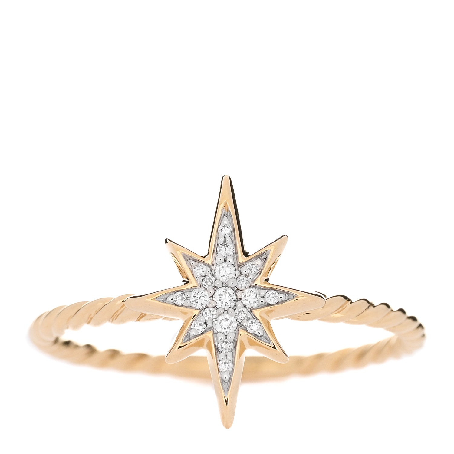 David Yurman 18K Yellow Gold Diamond Cable Collectibles North Star Stack Ring 52 6 1 of 4