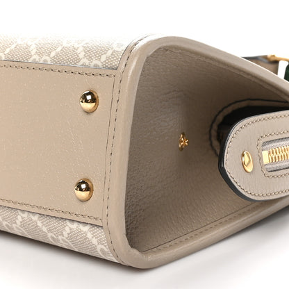 Gucci GG Supreme Monogram Textured Dollar Calfskin Web Small Ophidia Slip Handle Tote Beige Mystic White Oatmeal 10 of 10