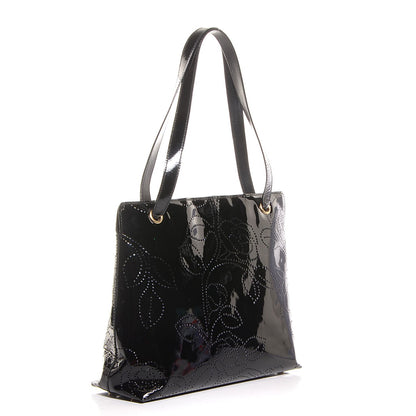 Chanel Patent Perforated Camellia Tote Black 1 of 7