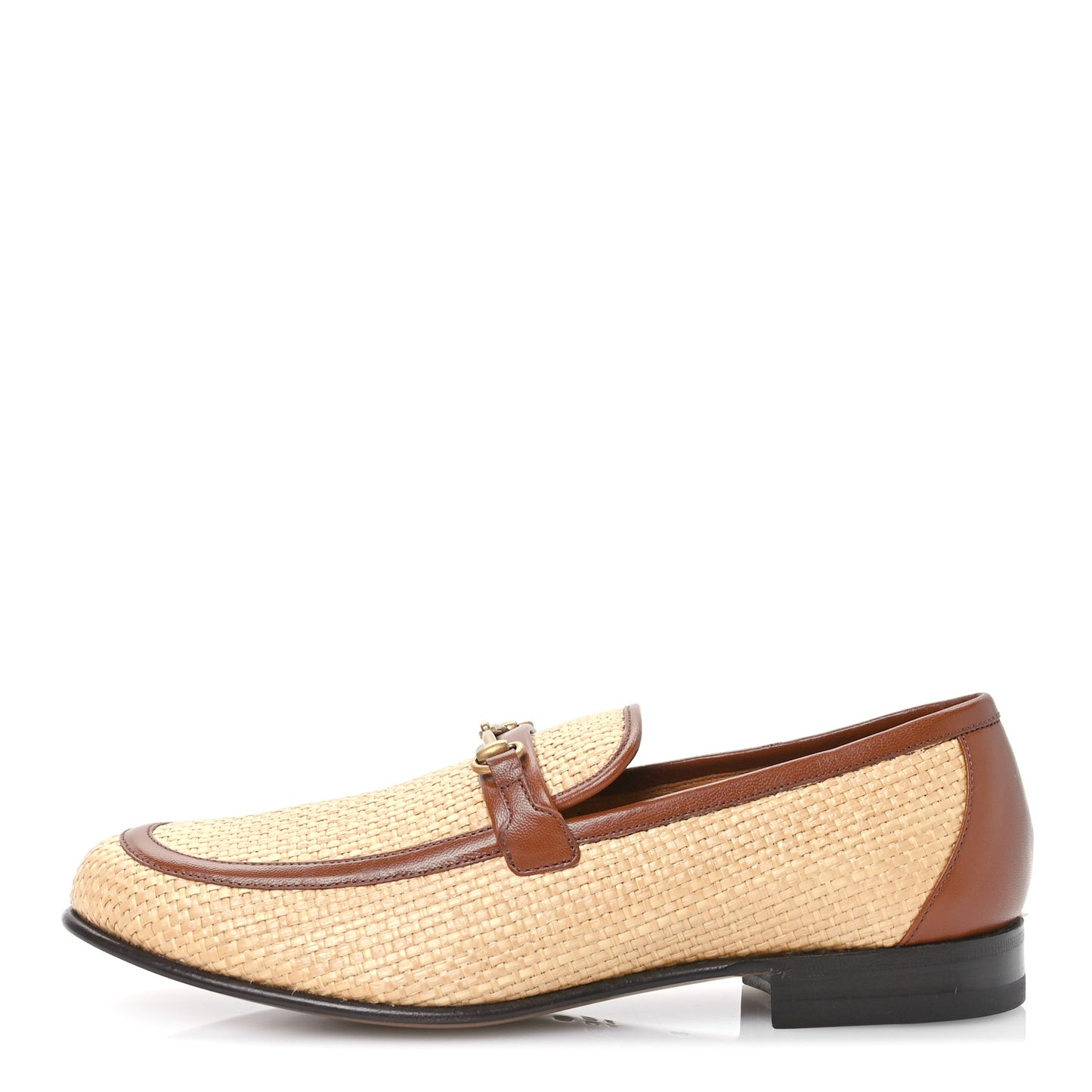 Straw Goatskin Horsebit Mens Loafers 8 Natural