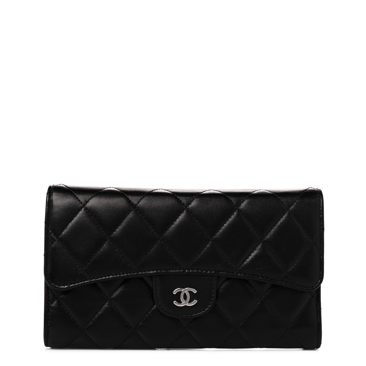 Chanel Lambskin Quilted Large Flap Wallet Black 1 of 11