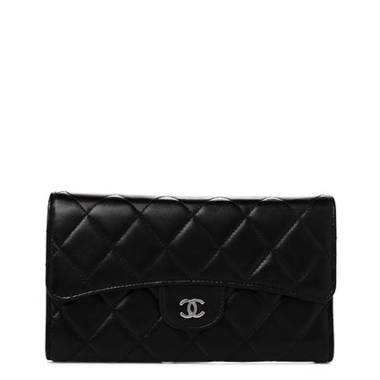 Chanel Lambskin Quilted Large Flap Wallet Black 1 of 11