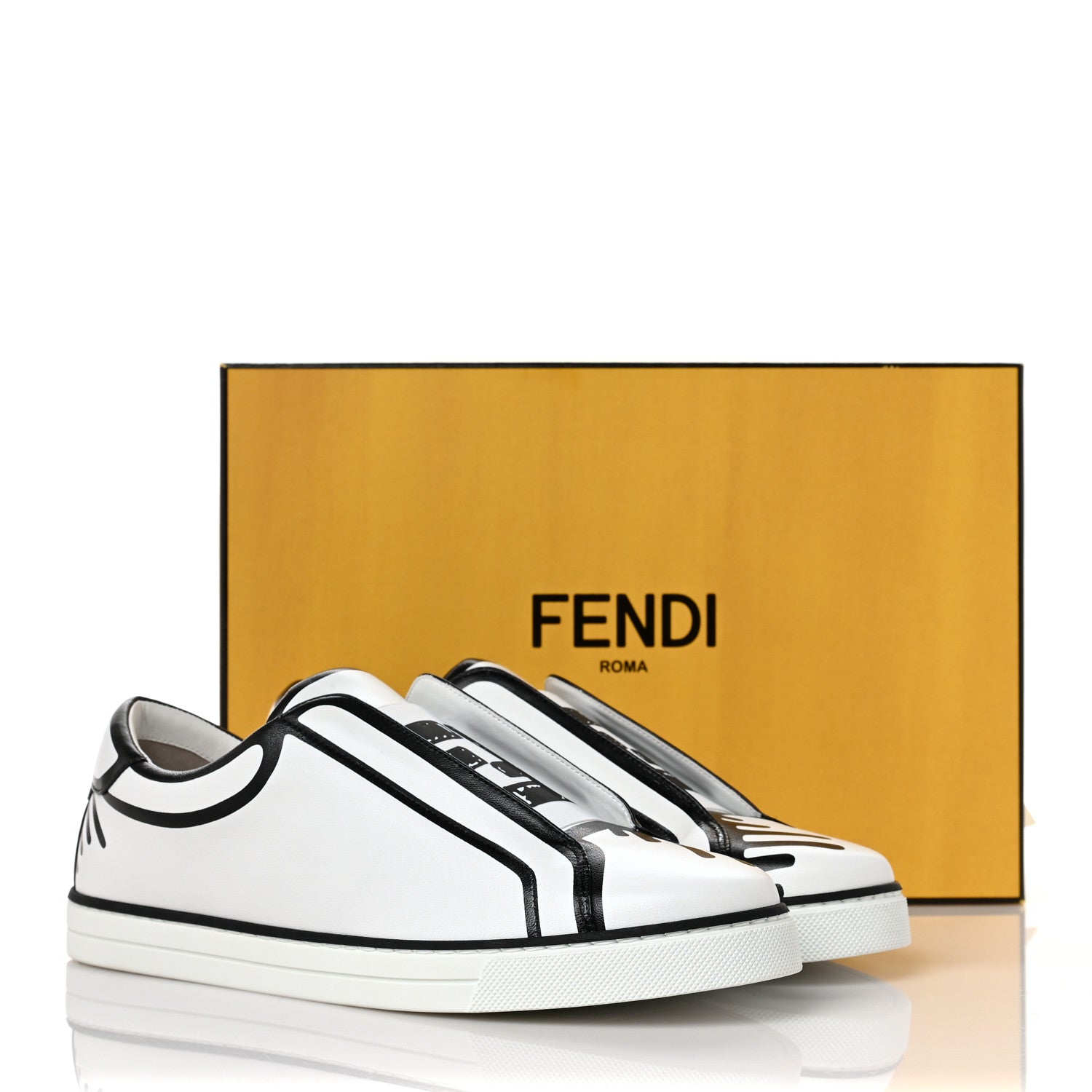 Fendi X JOSHUA VIDES Nappa Rockoclick Slip On Sneakers 38.5 Snow White Black 9 of 9