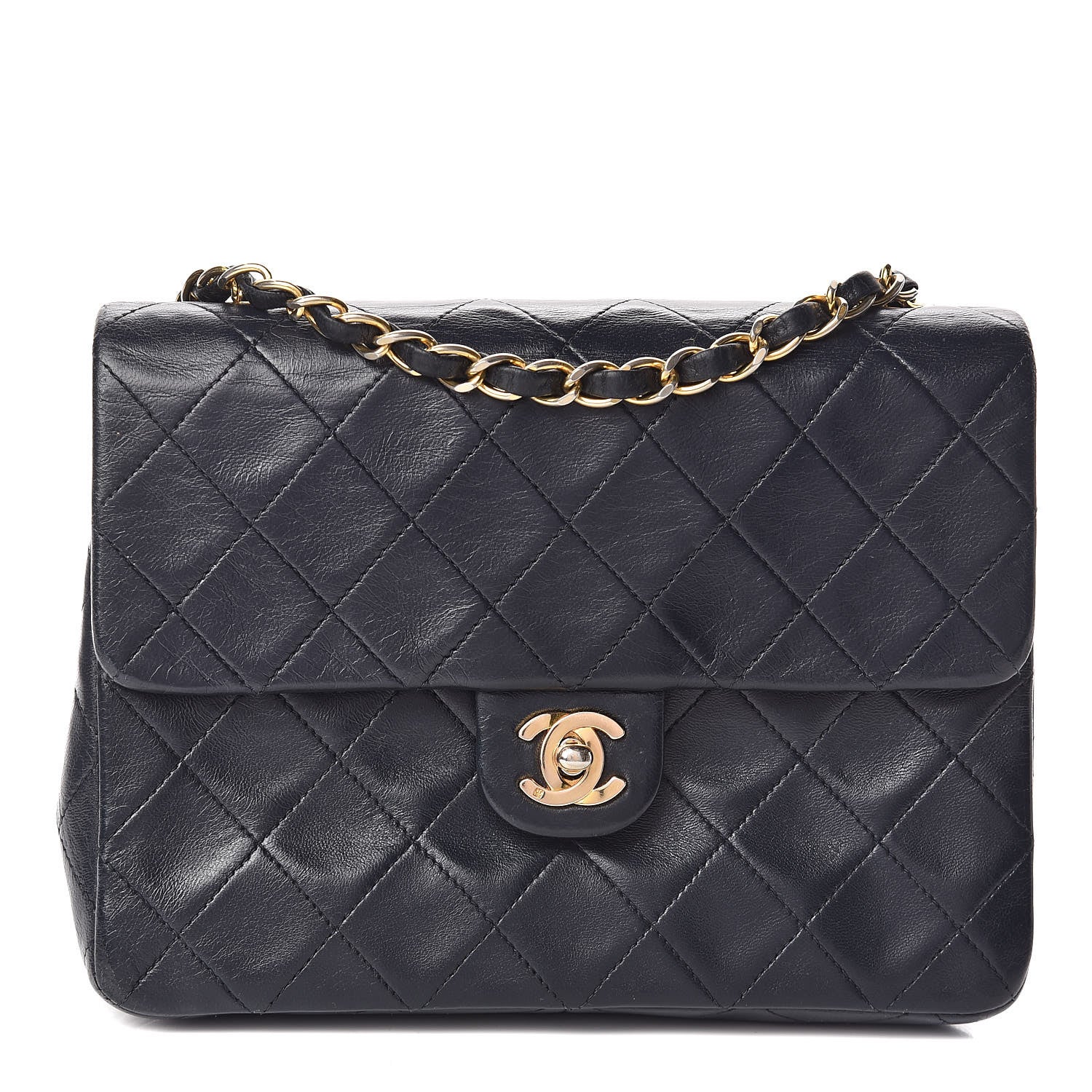 Chanel Lambskin Quilted Mini Square Flap Bag Navy 4 of 30