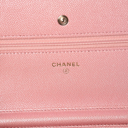 Chanel Iridescent Caviar Quilted Wallet on Chain WOC Rose Pink 8 of 10