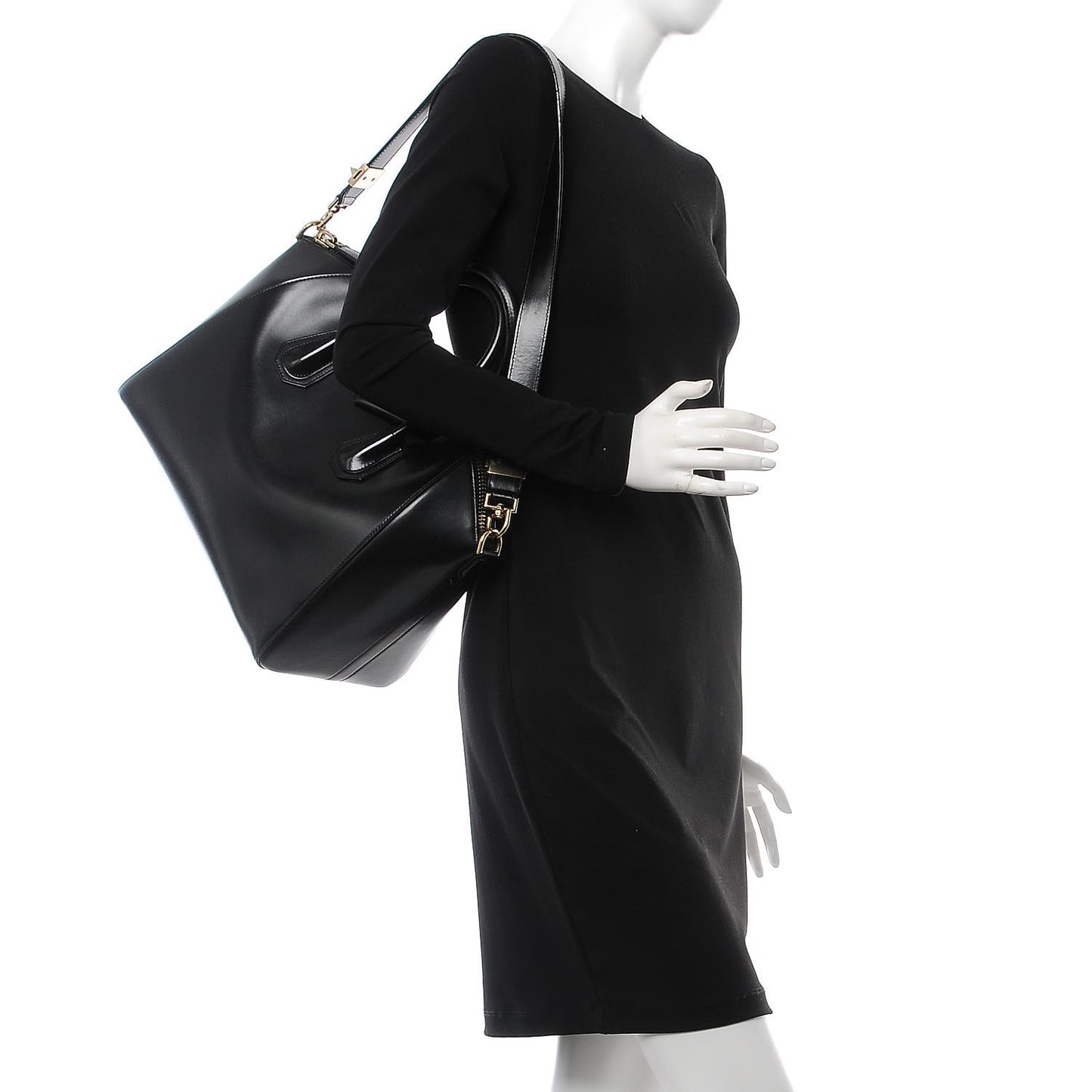 Shiny Lord Calfskin Medium Antigona Black
