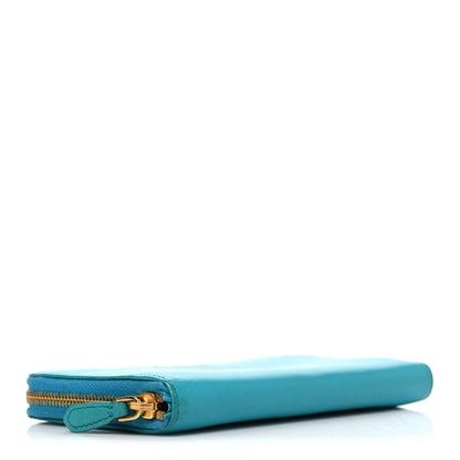 Prada Saffiano Metal Zip Around Wallet Blue 4 of 8