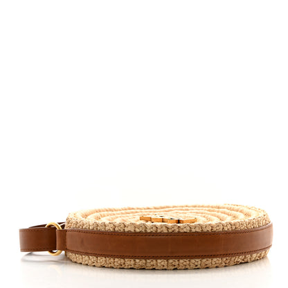Saint Laurent Raffia Calfskin Round Bag Natural Brick 4 of 11