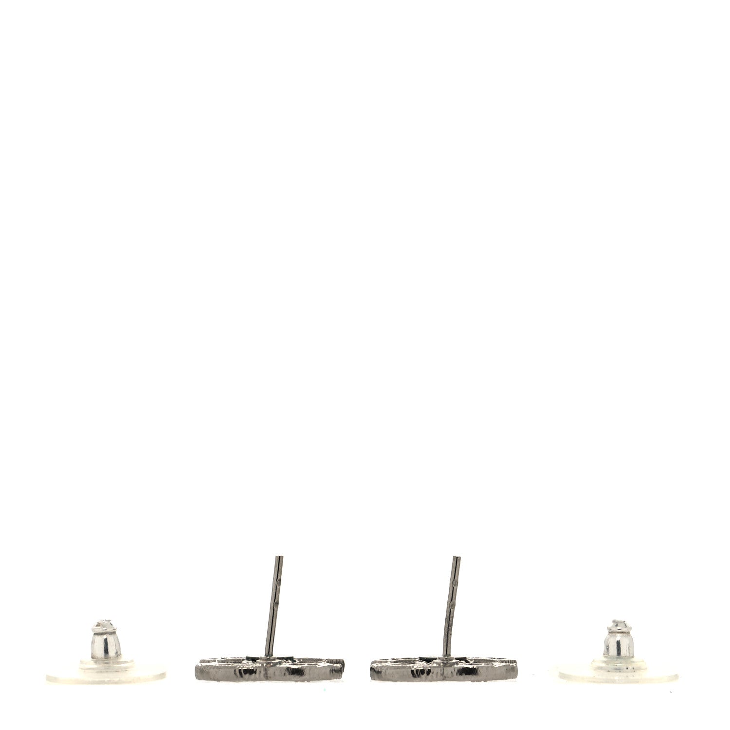 Chanel Tweed Effect CC Earrings Silver 3 of 4