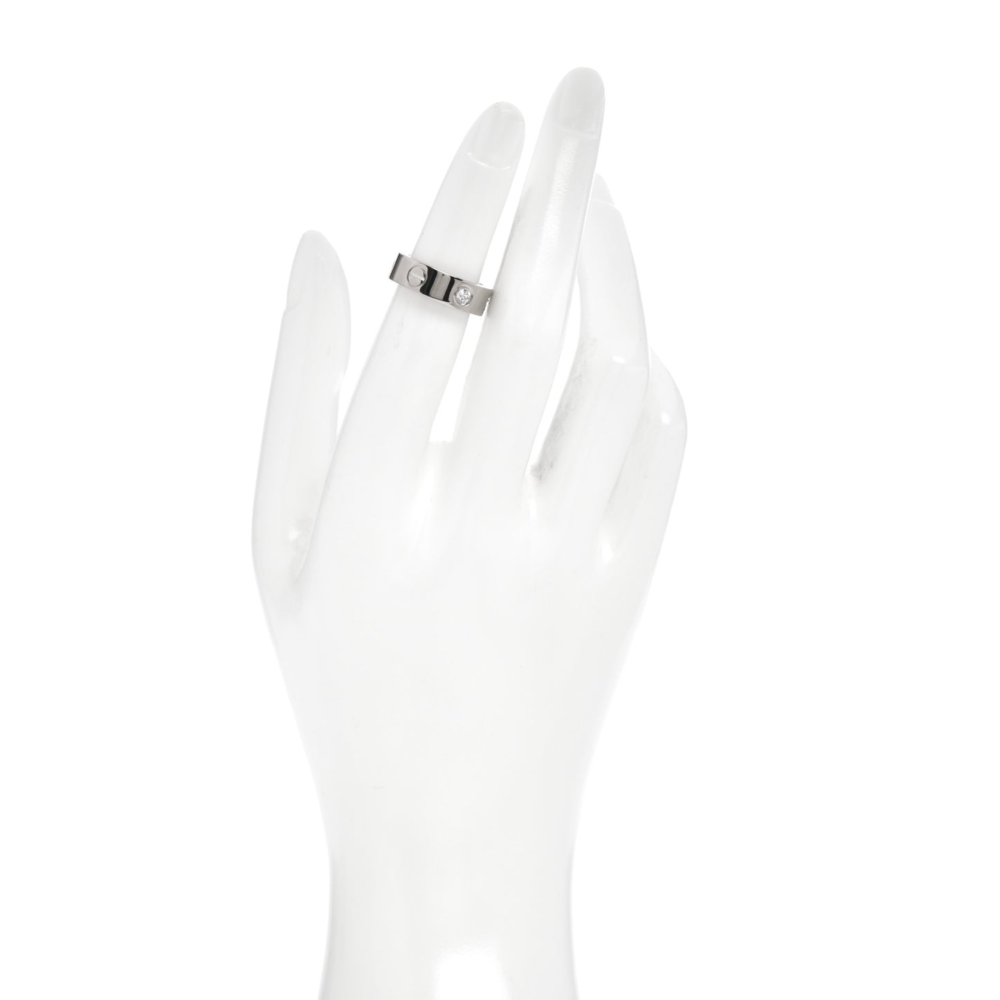 18K White Gold 3 Diamond 5.5mm LOVE Ring 47 4.25