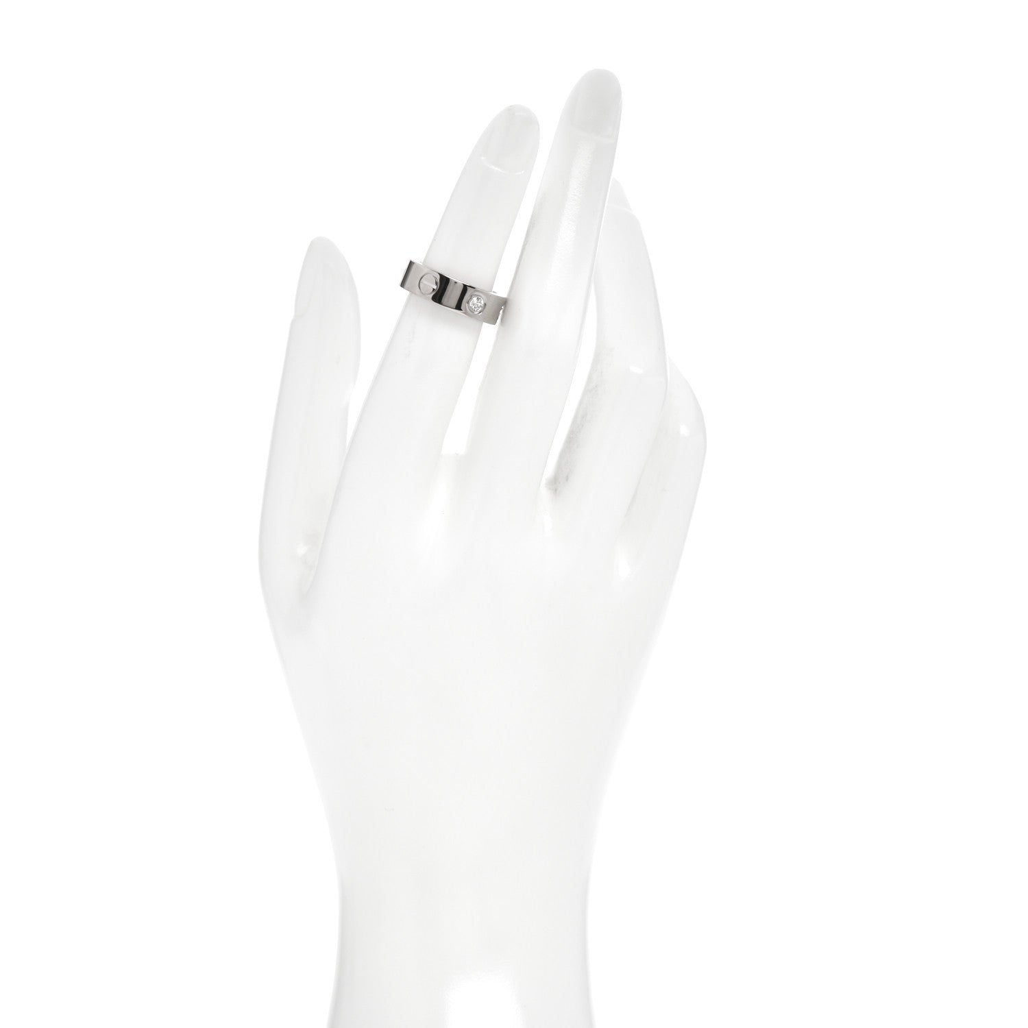 Cartier 18K White Gold 3 Diamond 5.5mm LOVE Ring 47 4.25 2 of 5