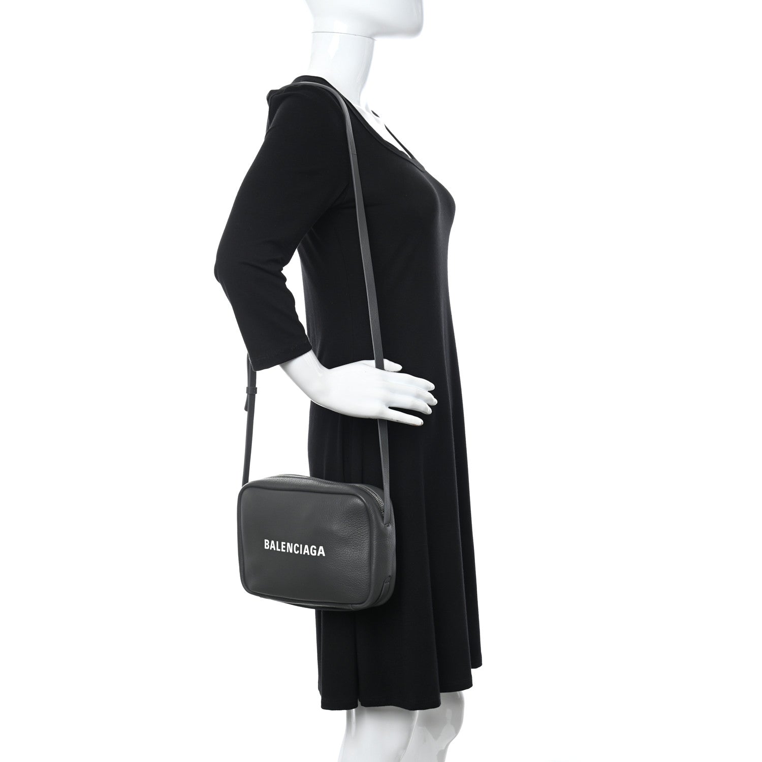 Balenciaga Smooth Calfskin Logo S Everyday Camera Bag Gris Fossile White 2 of 11