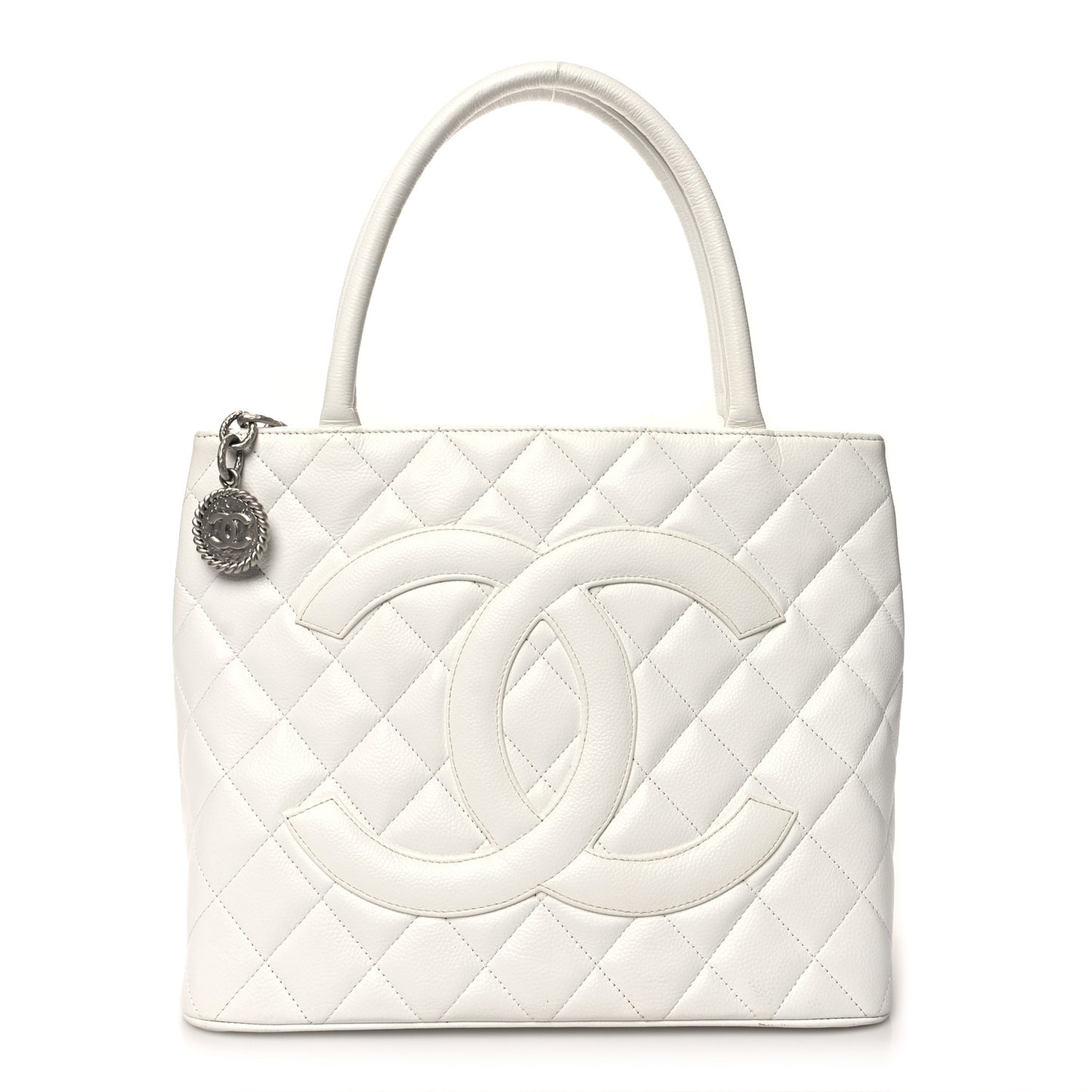 Caviar Quilted Medallion Tote White