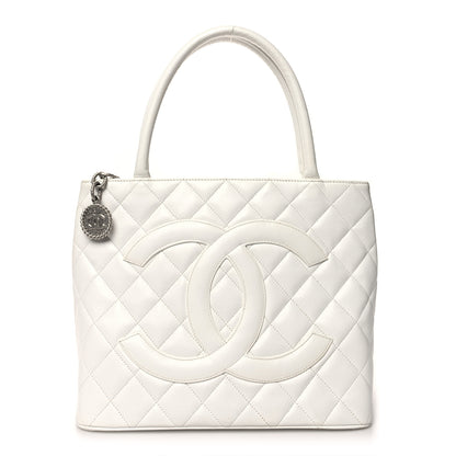 Chanel Caviar Quilted Medallion Tote White 1 of 16