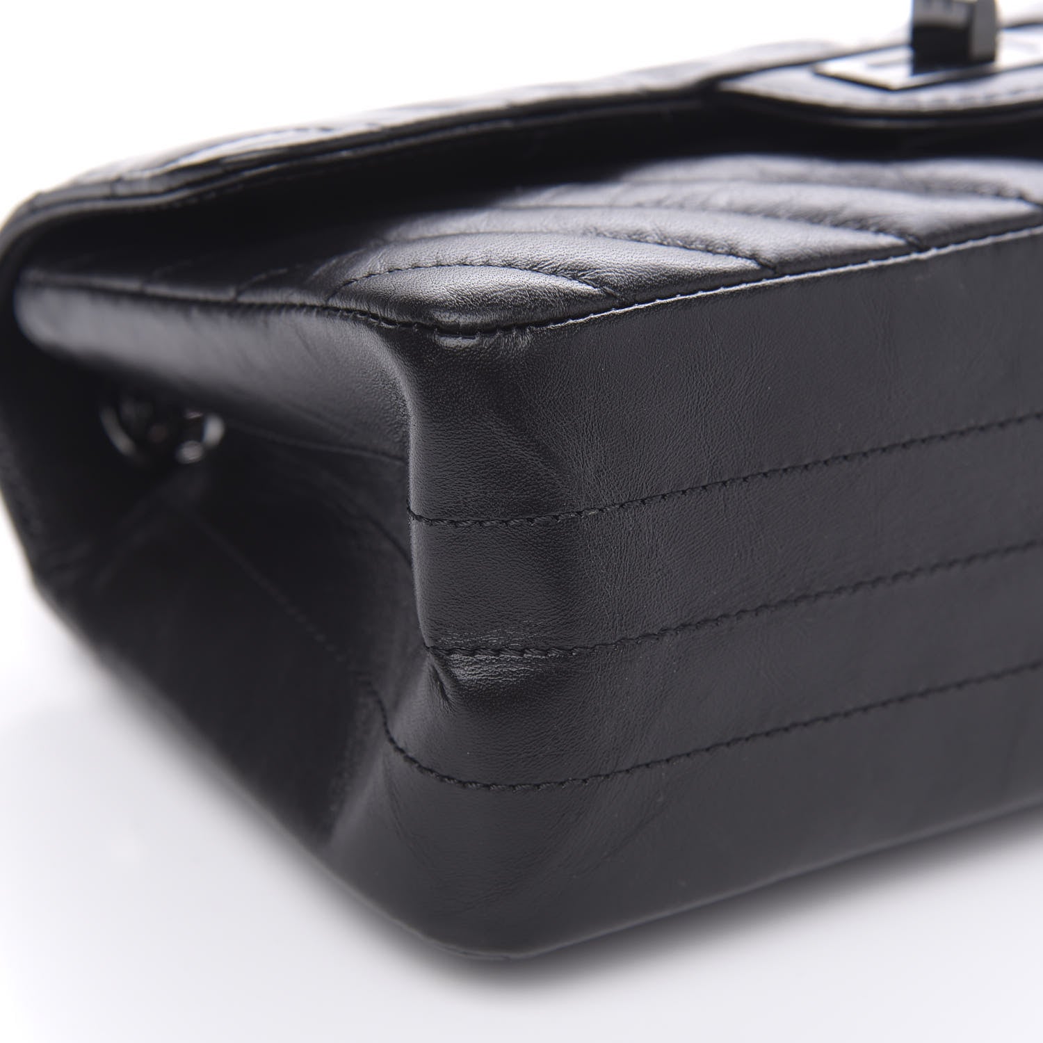 Chanel Aged Calfskin Chevron Quilted 2.55 Reissue Mini Flap So Black 8 of 11