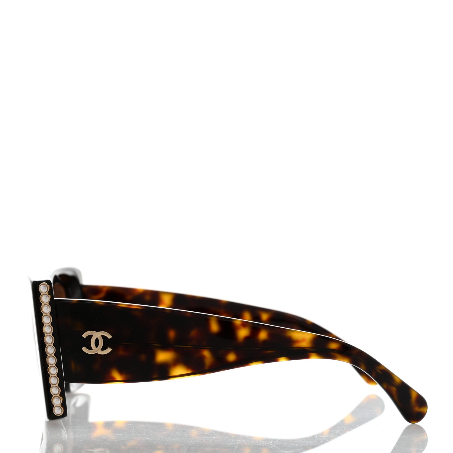 Chanel Acetate Pearl Rectangle Sunglasses 5480-H-A Tortoise 3 of 8
