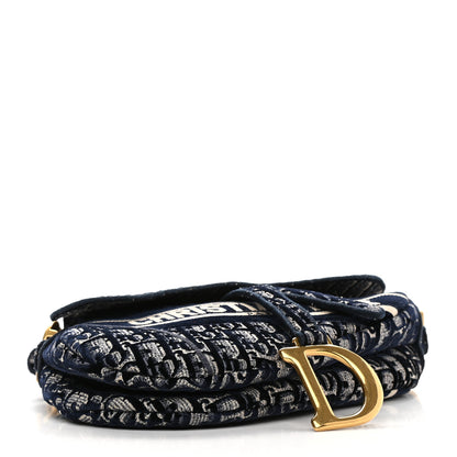Christian Dior Oblique Embroidered Saddle Bag Blue 4 of 11