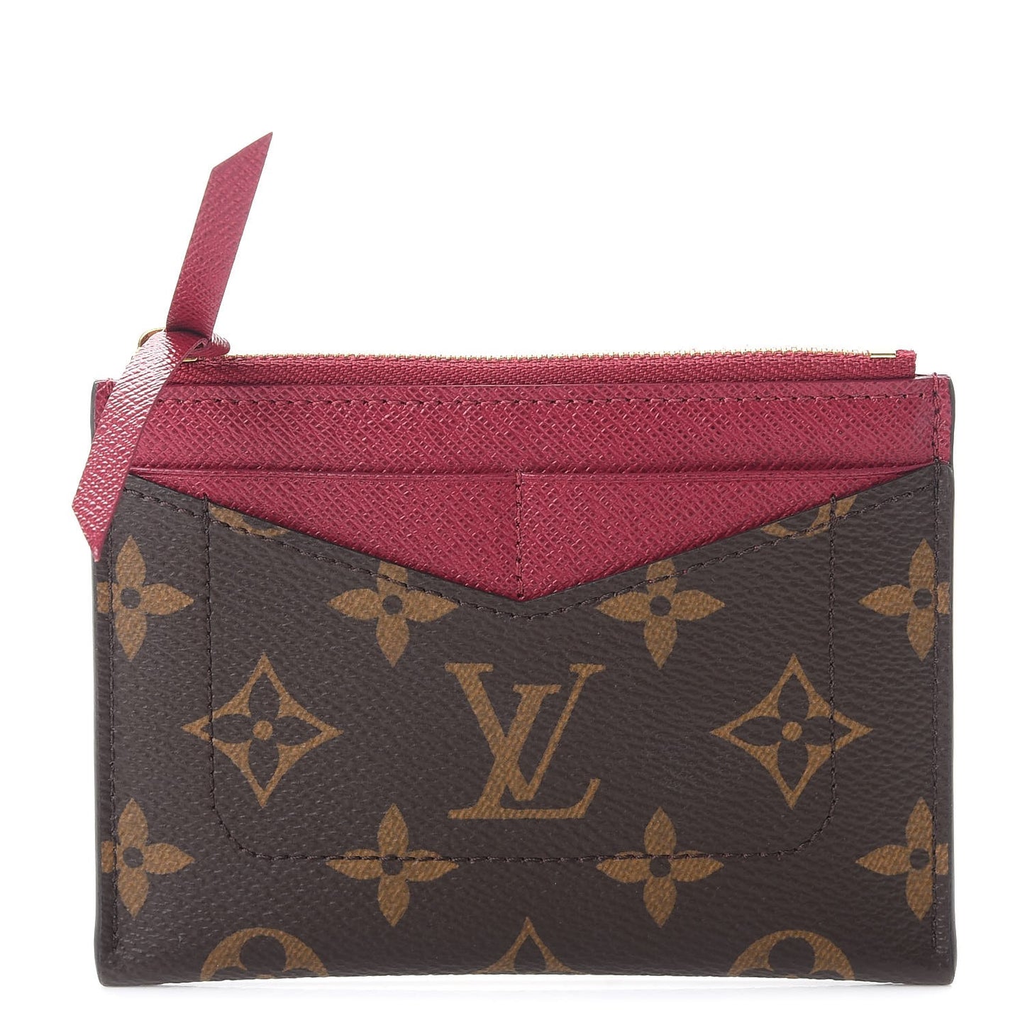 Monogram Zipped Card Holder Fuchsia