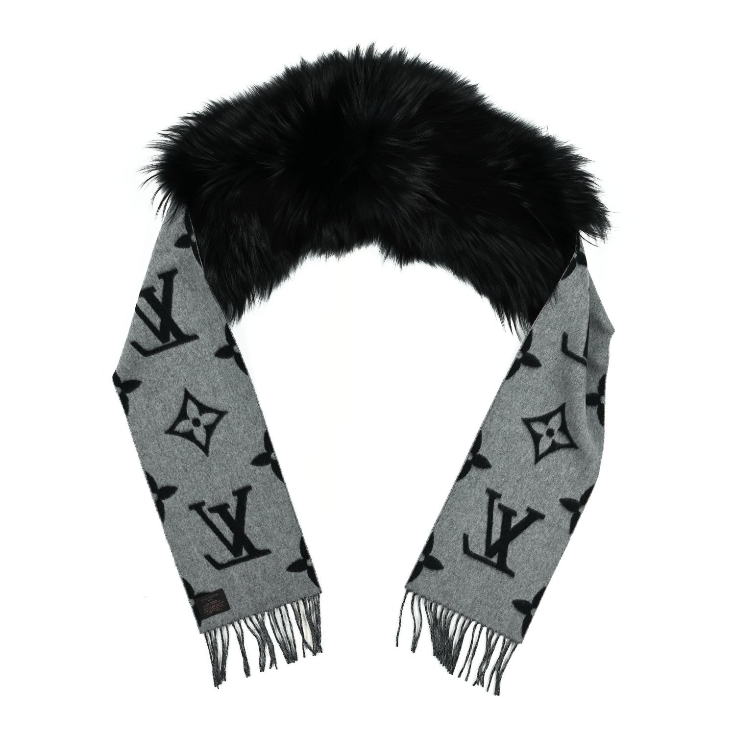 Louis Vuitton Cashmere Fox Fur Monogram Reykjavik Scarf 1 of 3