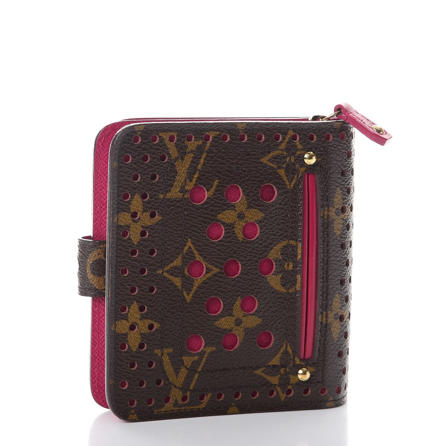 Monogram Perforated Compact Zipped Wallet Fuchsia