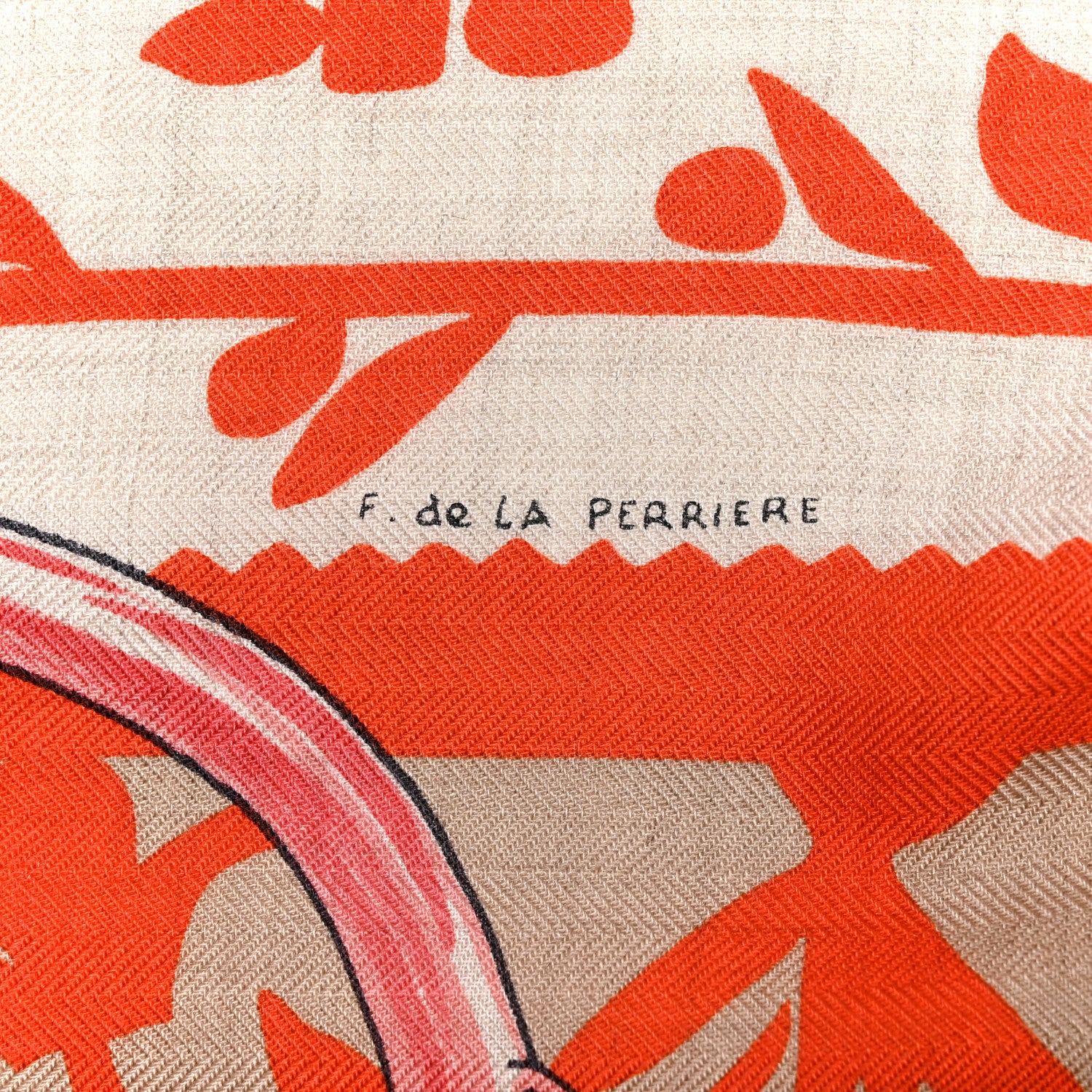Hermes Silk Etriers Remix Application Coeur Triangle Scarf Beige Naturel 5 of 5