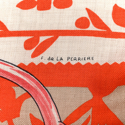 Hermes Silk Etriers Remix Application Coeur Triangle Scarf Beige Naturel 5 of 5