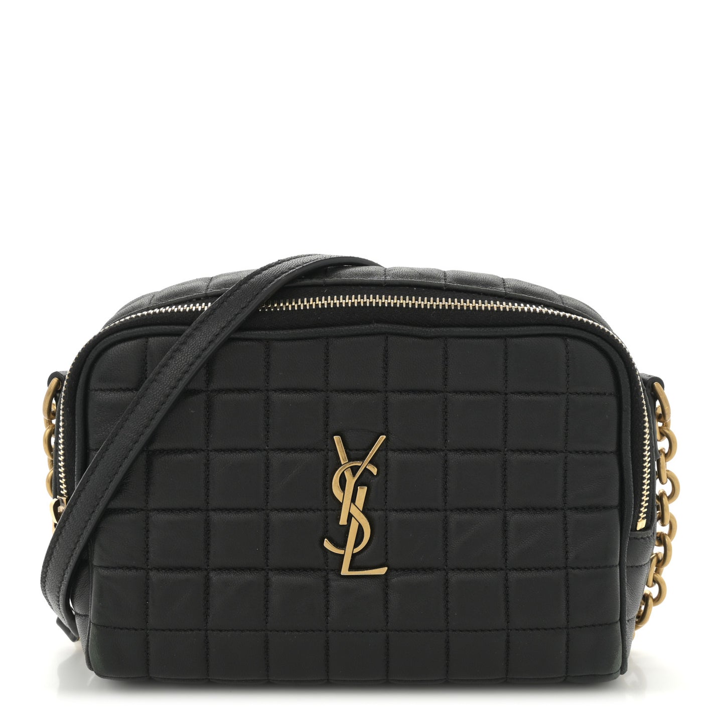 Lambskin Carre Quilted Cassandre Mini Camera Bag Black