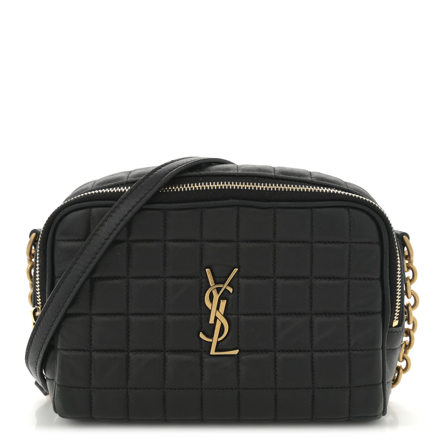 Saint Laurent Lambskin Carre Quilted Cassandre Mini Camera Bag Black 1 of 14