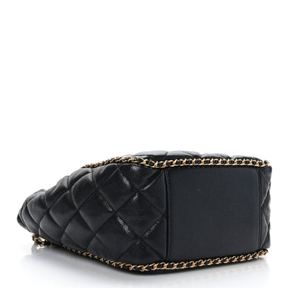 Chanel Caviar Quilted Chain Around Multi Chain Bucket Drawstring Bag Black 4 of 9