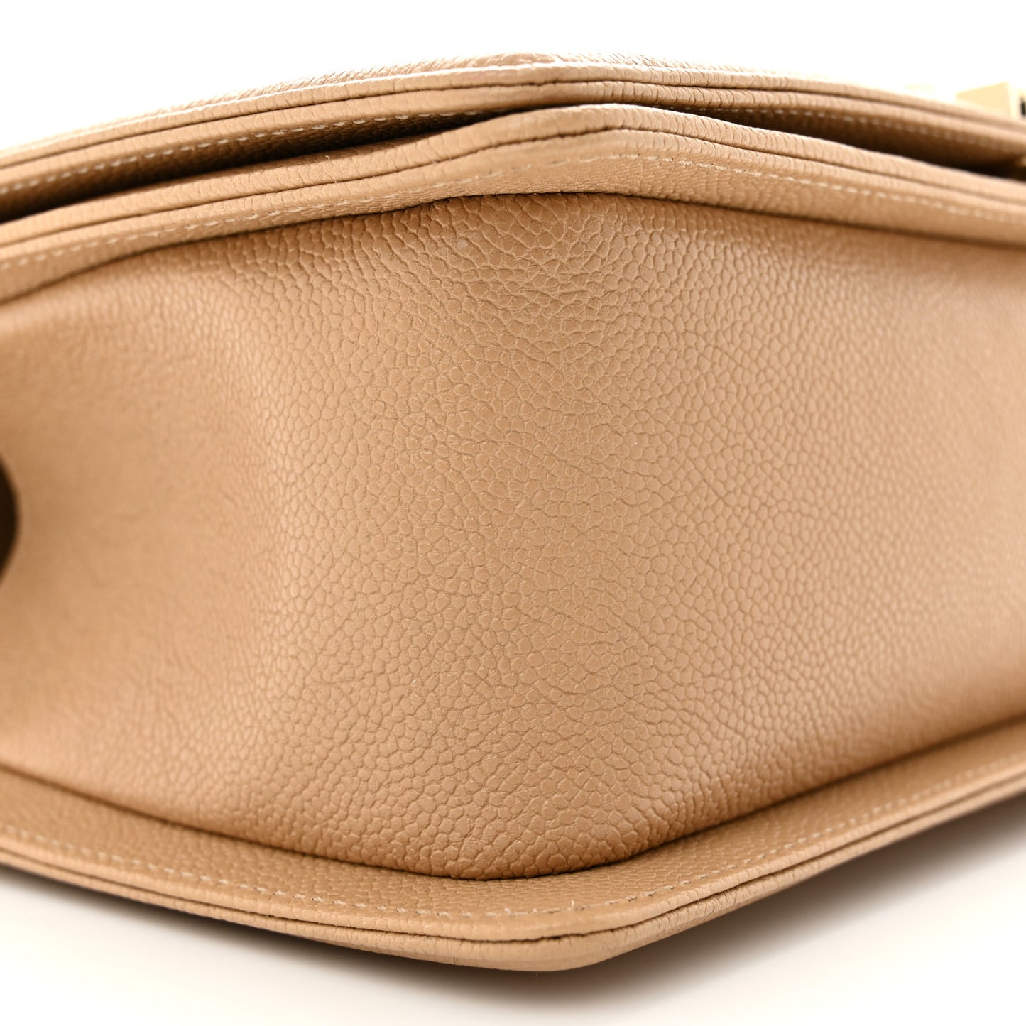 Caviar Chevron Quilted Medium Boy Flap Dark Beige