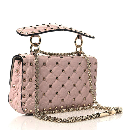 Valentino Garavani Craquele Nappa Small Rockstud Spike Shoulder Bag Water Rose 2 of 8