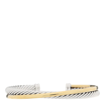 David Yurman Sterling Silver 18K Yellow Gold 5mm Crossover Cuff Bracelet 1 of 3