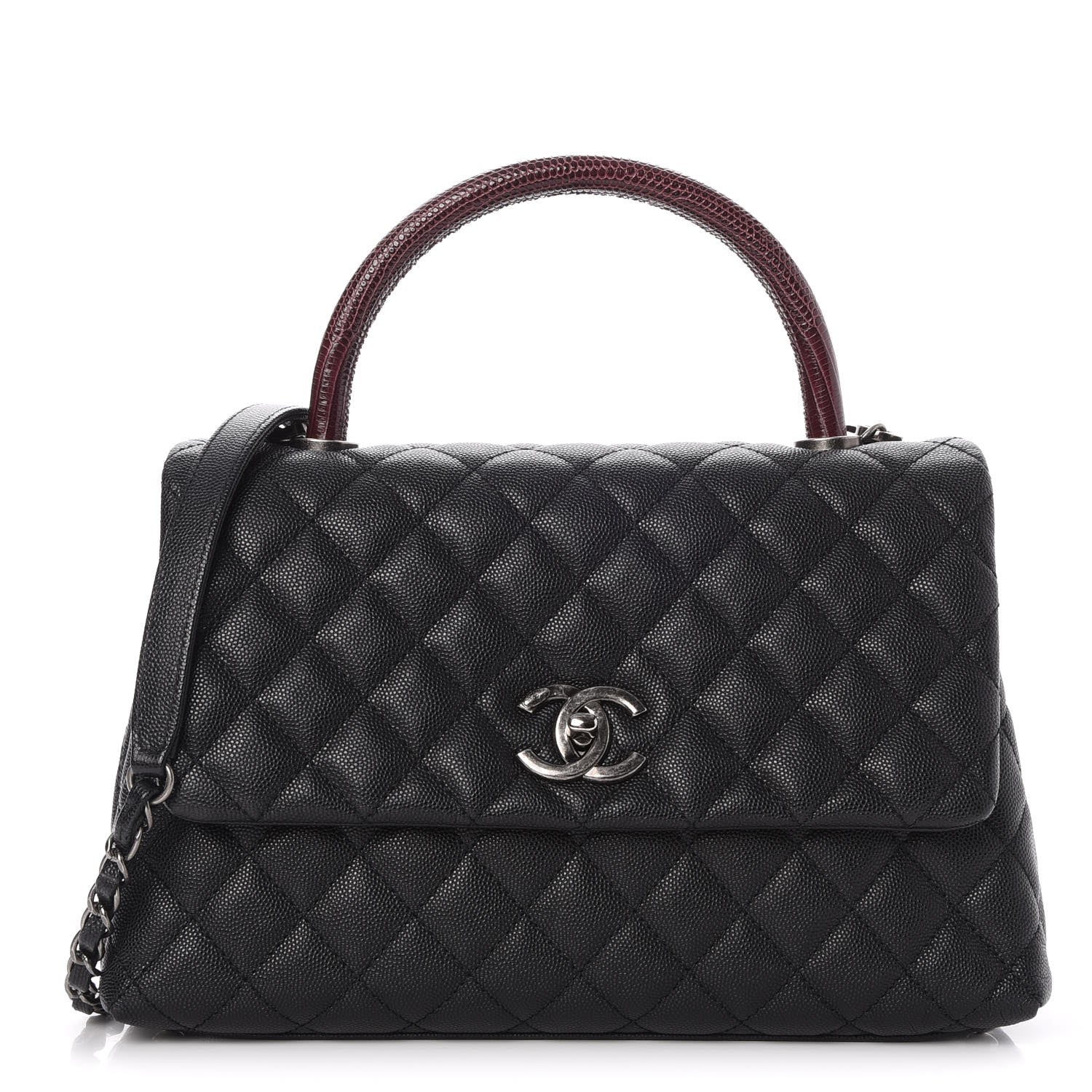 Chanel Caviar Lizard Quilted Small Coco Handle Flap Black 1 of 9