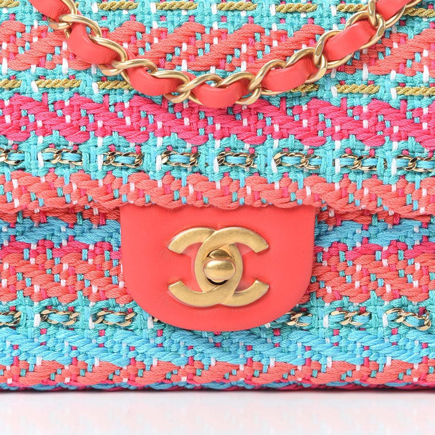 Cotton Mixed Fibers Woven Mini Rectangular Flap Red Fuchsia Blue