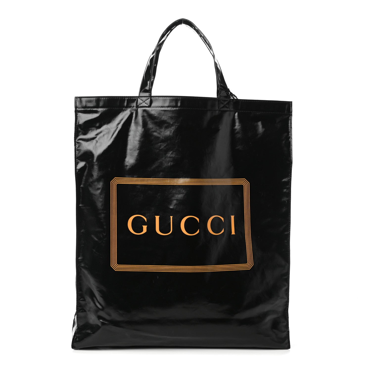 Gucci Patent Canvas Frame Logo Vertical Tote Black Crop 1 of 9