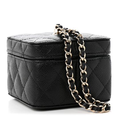 Chanel Caviar Quilted Mini Vanity Wrist Case With Chain Black 3 of 9