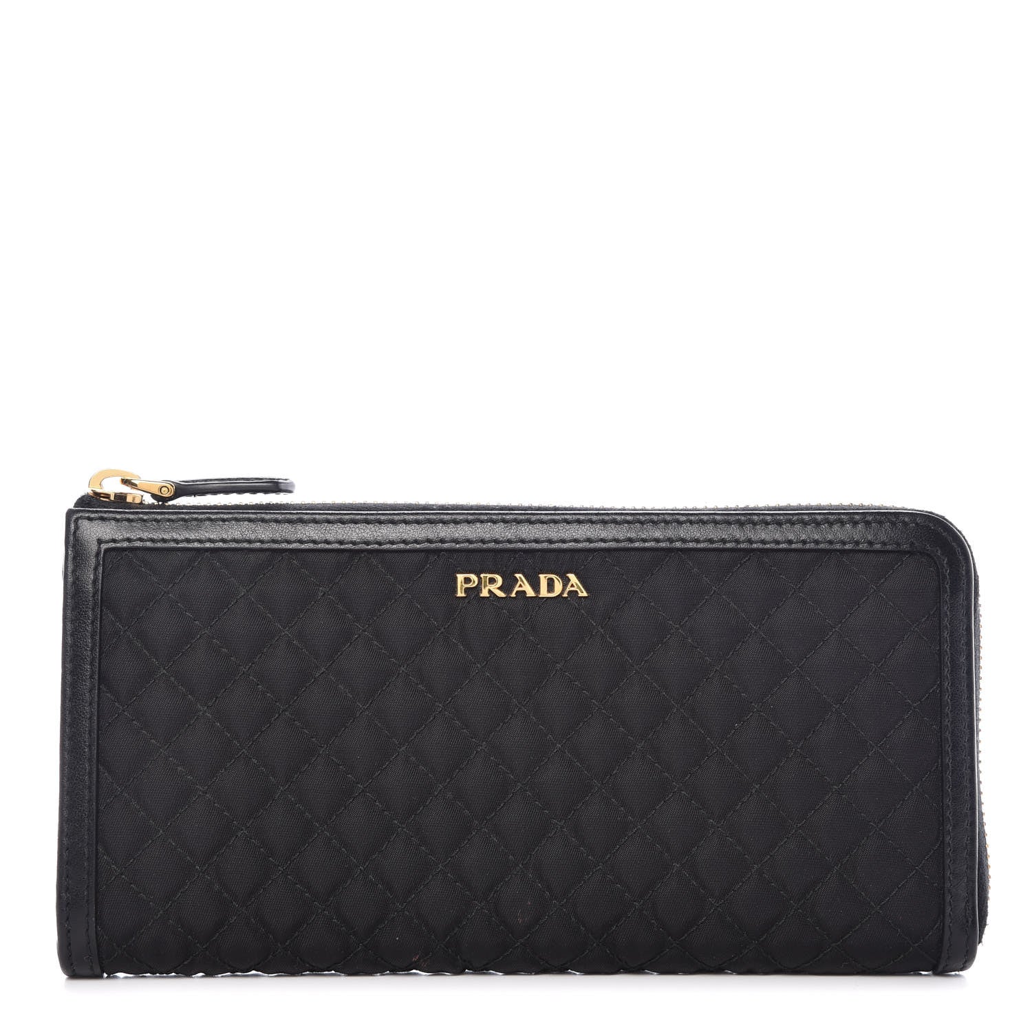 Prada Tessuto Nylon Quilted Zip Around Wallet Black 1 of 11