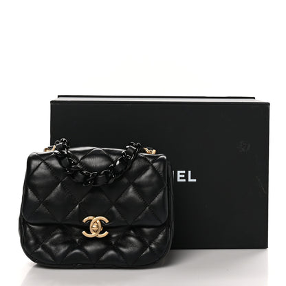 Chanel Lambskin Quilted Mini Lacquered Chain Flap Black 11 of 11