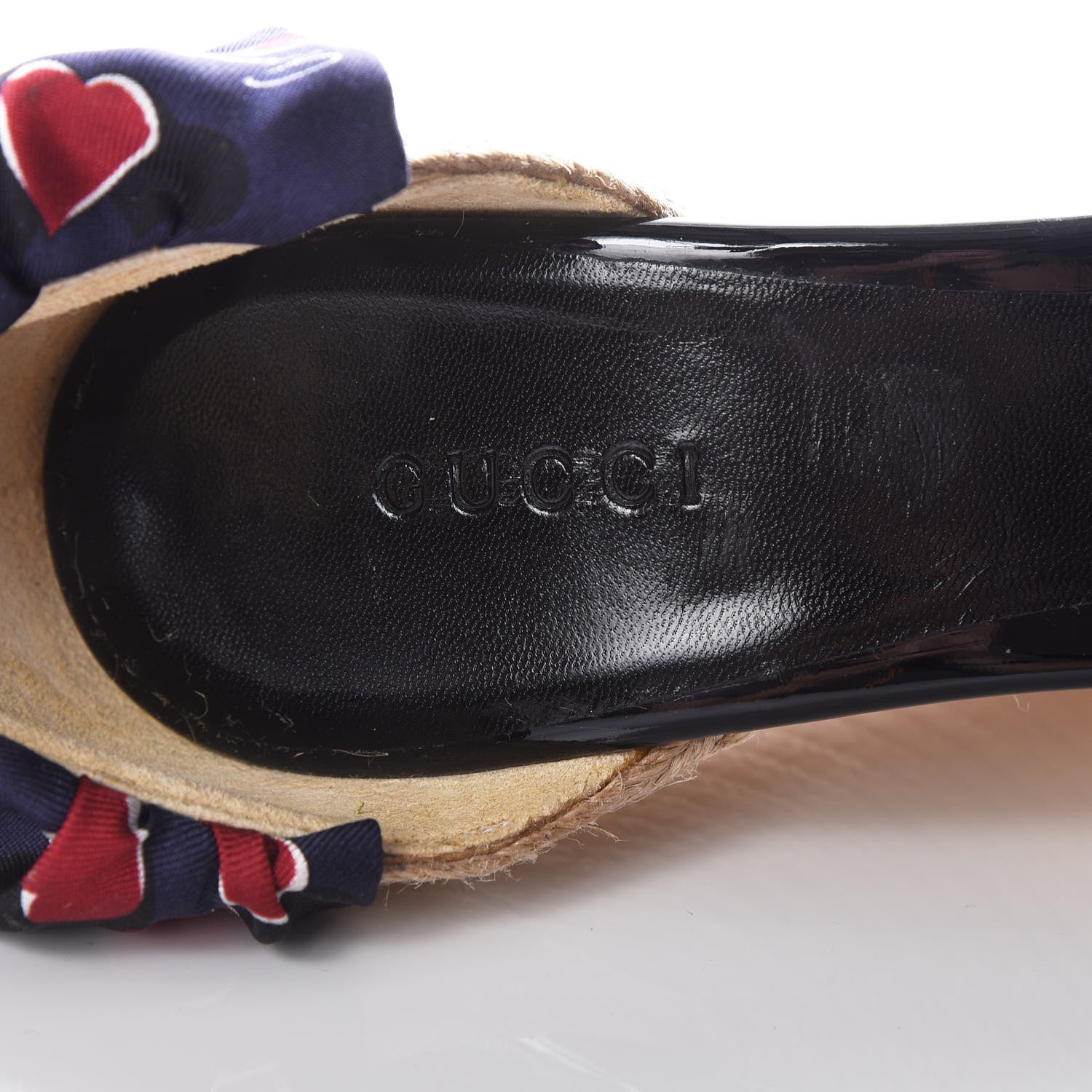Gucci Satin Heartbeat Carolina Platform Wedges 38.5 Blue 7 of 7