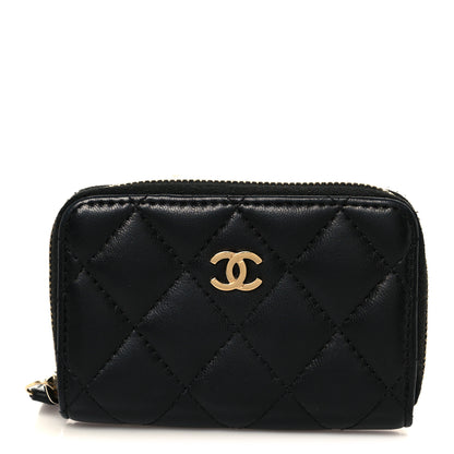 Chanel Lambskin Quilted Zip Coin Purse Black 1 of 8