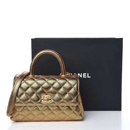 Chanel Metallic Caviar Quilted Mini Coco Handle Flap Gold 13 of 13